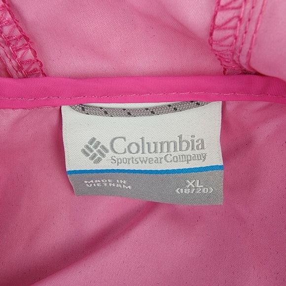 Columbia Girls Pink Switchback Spring Rain Jacket Hooded Windbreaker XL 18/20 - Picture 5 of 5
